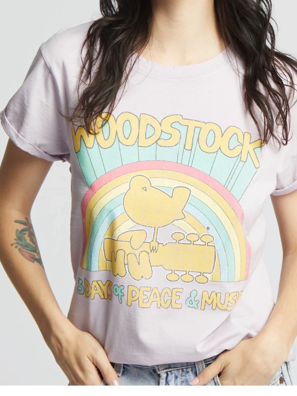 Recycled Karma Pastel Lavender Woodstock Rainbow Tee